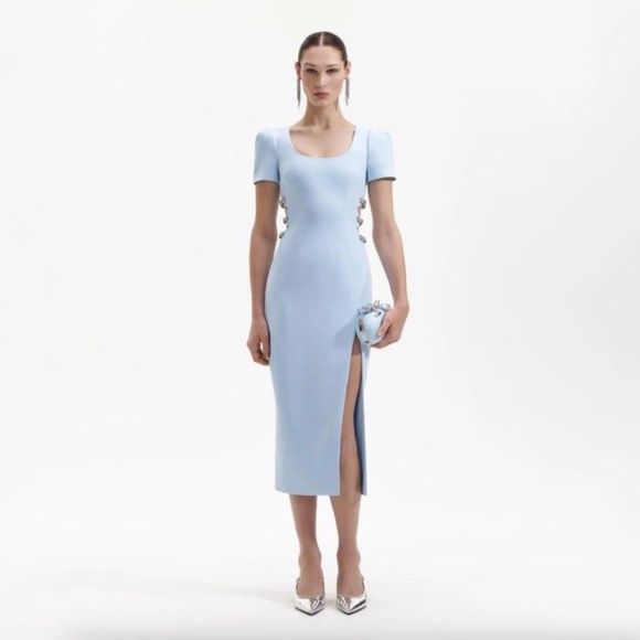 NWT self-portrait crystal embellished cutout crepe midi dress